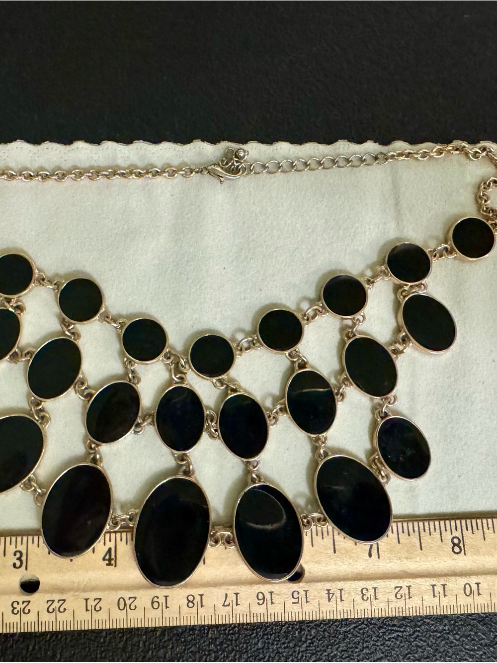 Bold Cream or Black Multi-Oval Statement Necklace - Picture 3 of 6
